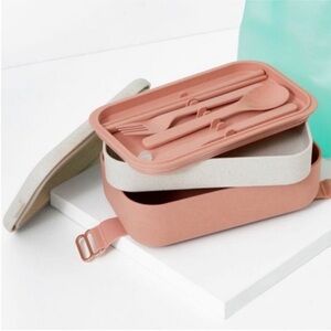 OUR PLACE Layered Lunch Box with Clips + Utensils